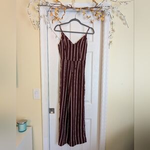Elegant Burgundy Striped Jumpsuit